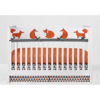 Bacati - Playful Fox Orange Gray 10 Pc Crib Bedding Set With Long Rail Guard Cover 8 Bacati - Playful Fox Orange Gray 10 Pc Crib Bedding Set With Long Rail Guard Cover - Image 8