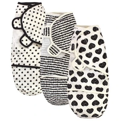 Touched By Nature Baby Organic Cotton Swaddle Wraps, Black Heart 3-Pack, 0-3 Months 1 Touched By Nature Baby Organic Cotton Swaddle Wraps, Black Heart 3-Pack, 0-3 Months