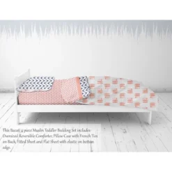 Bacati - Olivia Coral/Navy Buck/Feathers/Triangles Muslin 4 Pc Toddler Bedding Set 11 Bacati - Olivia Coral/Navy Buck/Feathers/Triangles Muslin 4 Pc Toddler Bedding Set -Baby Products Store GUEST 046c7502 1f80 4ca1 9431 c4ddd2a07218