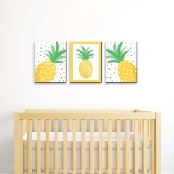 Big Dot Of Happiness Tropical Pineapple - Nursery Wall Art, Kids Room Decor And Summer Home Decorations Ideas - 7.5 X 10 Inches - Set Of 3 Prints