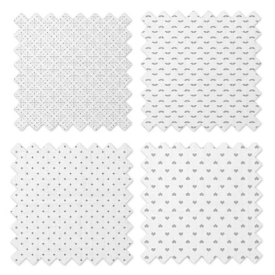 Bacati - LOVE Muslin Swaddling Blankets Set Of 4, Gray/White 4 Bacati - LOVE Muslin Swaddling Blankets Set Of 4, Gray/White - Image 4