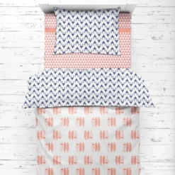 Bacati - Olivia Coral/Navy Buck/Feathers/Triangles Muslin 4 Pc Toddler Bedding Set 9 Bacati - Olivia Coral/Navy Buck/Feathers/Triangles Muslin 4 Pc Toddler Bedding Set -Baby Products Store GUEST 100193c1 4916 4a9a 85db 04ca58479752