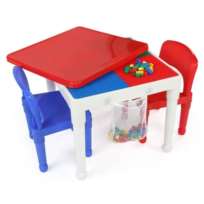 3pc 2 In 1 Square Activity Table With 2 Chairs Blue/Red - Humble Crew 1 3pc 2 In 1 Square Activity Table With 2 Chairs Blue/Red - Humble Crew
