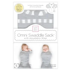 Omni Swaddle Wrap & Arms Up Sleeves & Mitten Cuffs - Heathered Gray With Stripe Trim 0-3 Months -Baby Products Store GUEST 1259280f a39a 48f4 98d8 30d733510c43