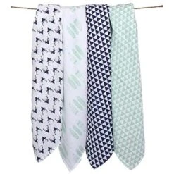 Bacati - Noah Mint/Navy Buck/Feathers/Triangles Muslin Swaddling Blankets Set Of 4 6 Bacati - Noah Mint/Navy Buck/Feathers/Triangles Muslin Swaddling Blankets Set Of 4 -Baby Products Store GUEST 13215e0d 8ad9 4b94 bf36 18bf1e6027ba