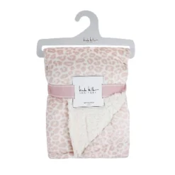 Nicole Miller Mauve Cheetah Printed Mink/Sherpa Throw Blanket - Pink