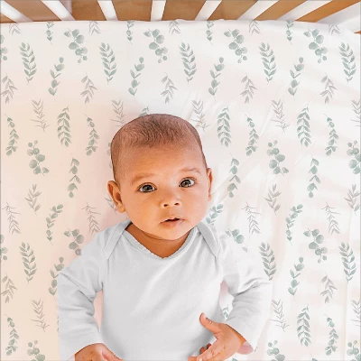 The Peanutshell Fitted Crib Sheet - Floral Leaves 1 The Peanutshell Fitted Crib Sheet - Floral Leaves