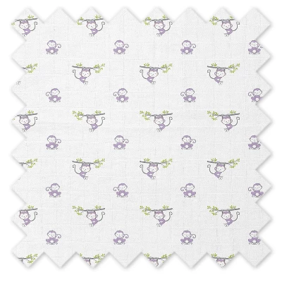 Bacati - Happy Monkeys Purple Muslin 100 Percent Cotton Universal Baby US Standard Crib Or Toddler Bed Fitted Sheet 4 Bacati - Happy Monkeys Purple Muslin 100 Percent Cotton Universal Baby US Standard Crib Or Toddler Bed Fitted Sheet - Image 4