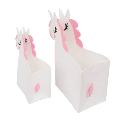 Little Love By NoJo White Unicorn Felt Storage Caddy 2pc 2 Little Love By NoJo White Unicorn Felt Storage Caddy 2pc - Image 2