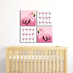 Big Dot Of Happiness Pink Flamingo - Tropical Summer Kids Room, Nursery Decor And Home Decor - 11 X 11 Inches Kids Wall Art - Set Of 4 Prints