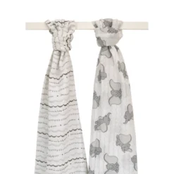 Disney Dumbo 100% Cotton Muslin Swaddles With Plush Rattle - 2pk -Baby Products Store GUEST 2855e3c7 bd1c 416e a595 d83c071d8164