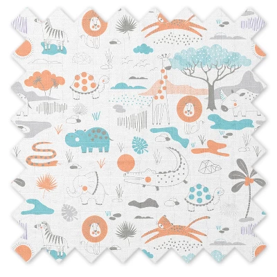 Bacati - Jungle Safari Boys Aqua/Orange 100 Percent Cotton Muslin Universal Baby US Standard Crib Or Toddler Bed Fitted Sheet 4 Bacati - Jungle Safari Boys Aqua/Orange 100 Percent Cotton Muslin Universal Baby US Standard Crib Or Toddler Bed Fitted Sheet - Image 4