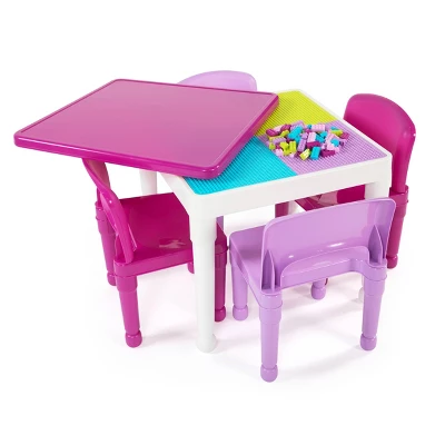 5pc 2 In 1 Square Plastic Activity Table And Chair Set Pink/Purple - Humble Crew 1 5pc 2 In 1 Square Plastic Activity Table And Chair Set Pink/Purple - Humble Crew