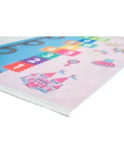 Mother Ruggers Hopscotch Road Machine Washable Colorful Kid's Rug