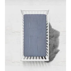 Bacati - Navy Pin Stripes 100 Percent Cotton Universal Baby US Standard Crib Or Toddler Bed Fitted Sheet 7 Bacati - Navy Pin Stripes 100 Percent Cotton Universal Baby US Standard Crib Or Toddler Bed Fitted Sheet -Baby Products Store GUEST 397bb88e 16f3 4950 8de8 aecf10622fd0