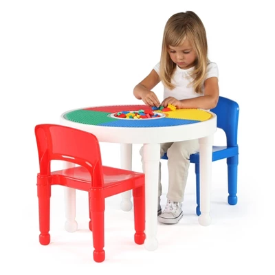 3pc Round Plastic Construction Table With 2 Chairs And Cover Blue/Red/White - Humble Crew 4 3pc Round Plastic Construction Table With 2 Chairs And Cover Blue/Red/White - Humble Crew - Image 4