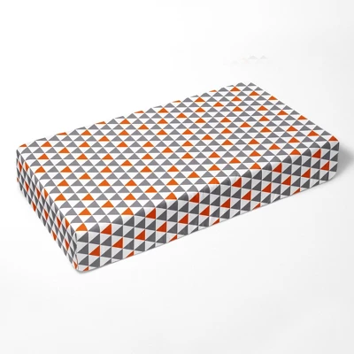 Bacati - Triangles Orange Gray 100 Percent Cotton Universal Baby US Standard Crib Or Toddler Bed Fitted Sheet 1 Bacati - Triangles Orange Gray 100 Percent Cotton Universal Baby US Standard Crib Or Toddler Bed Fitted Sheet
