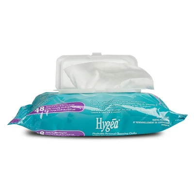 Hygea Flushable Personal Wipes With Aloe, 48 Wipes, 12 Packs, 576 Total 1 Hygea Flushable Personal Wipes With Aloe, 48 Wipes, 12 Packs, 576 Total