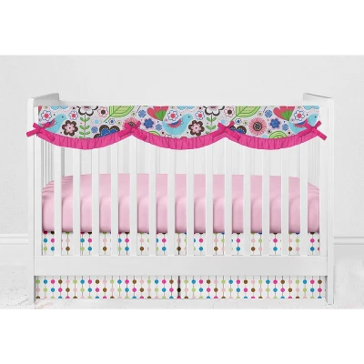 Bacati - Botanical Floral Birds Pink Multicolor 6 Pc Crib Bedding Set With Long Rail Guard Cover 6 Bacati - Botanical Floral Birds Pink Multicolor 6 Pc Crib Bedding Set With Long Rail Guard Cover - Image 6