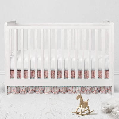 Bacati - Sophia Paisley Aqua/Coral 3 Layer Crib/Toddler Bed Skirt 3 Bacati - Sophia Paisley Aqua/Coral 3 Layer Crib/Toddler Bed Skirt - Image 3