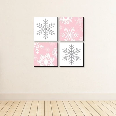 Big Dot Of Happiness Pink Winter Wonderland - Kids Room Nursery Decor & Home Decor - 11 X 11 Inches Nursery Wall Art - Set Of 4 Prints For Baby's Room 3 Big Dot Of Happiness Pink Winter Wonderland - Kids Room Nursery Decor & Home Decor - 11 X 11 Inches Nursery Wall Art - Set Of 4 Prints For Baby's Room - Image 3