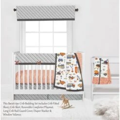 Bacati - Construction Yellow Orange Blue Gray 6 Pc Crib Bedding Set With Long Rail Guard Cover -Baby Products Store GUEST 44123b54 94e8 421f a3d4 9c7e5bda3436