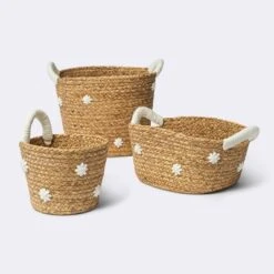 Braided Water Hyacinth With Tufted Embroidery Square Storage Basket - Cloud Island™ 5 Braided Water Hyacinth With Tufted Embroidery Square Storage Basket - Cloud Island™ -Baby Products Store GUEST 45185a1d d101 428b 9a4a 4dce38f9c3eb