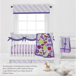 Bacati - Botanical Floral Birds Purple Multicolor 6 Pc Crib Bedding Set With Long Rail Guard Cover -Baby Products Store GUEST 477ccc3a 6945 4f51 b0bd 4db1dda34d01