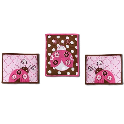 Bacati - Ladybugs Pink Chocolate 10 Pc Crib Bedding Set With Long Rail Guard Cover 2 Bacati - Ladybugs Pink Chocolate 10 Pc Crib Bedding Set With Long Rail Guard Cover - Image 2