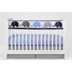 Bacati - Elephants Blue/Navy/Gray 6 Pc Crib Bedding Set With Long Rail Guard Cover 14 Bacati - Elephants Blue/Navy/Gray 6 Pc Crib Bedding Set With Long Rail Guard Cover -Baby Products Store GUEST 48d06168 9157 420f 8ccb 8192a35199d2
