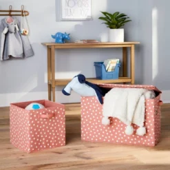 Large Rectangle Dot Kids' Storage Bin Rose Pink - Pillowfort™