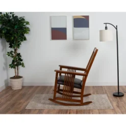 Gift Mark Mission Style Adult Rocking Chair With Brown Faux Leather Seat -Baby Products Store GUEST 4c95303f 9243 4563 9586 8f363de850a2