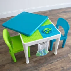 3pc Kids' 2 In 1 Square Activity Table With Chairs And 100pc Building Blocks White/Green/Blue - Humble Crew 11 3pc Kids' 2 In 1 Square Activity Table With Chairs And 100pc Building Blocks White/Green/Blue - Humble Crew -Baby Products Store GUEST 4df926e8 759c 4110 a3c6 f2de6103cb9b