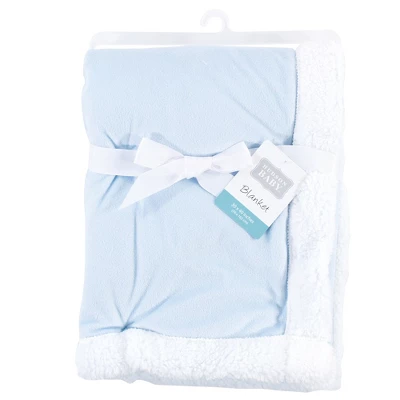 Hudson Baby Infant Boy Plush Blanket With Faux Shearling Back, Light Blue White, One Size 1 Hudson Baby Infant Boy Plush Blanket With Faux Shearling Back, Light Blue White, One Size