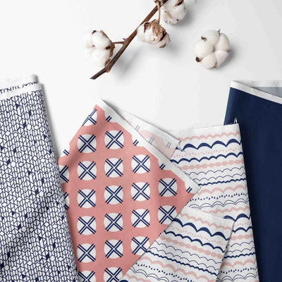 Bacati - Olivia Coral Navy 4 Pc Toddler Bedding Set 1 Bacati - Olivia Coral Navy 4 Pc Toddler Bedding Set