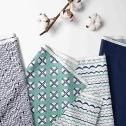 Bacati - Noah Mint Navy 3 Pc Toddler Bed Sheet Set