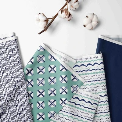 Bacati - Noah Mint Navy 3 Pc Toddler Bed Sheet Set 1 Bacati - Noah Mint Navy 3 Pc Toddler Bed Sheet Set