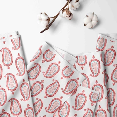 Bacati - Sophia Paisley Aqua/Coral 3 Layer Crib/Toddler Bed Skirt 1 Bacati - Sophia Paisley Aqua/Coral 3 Layer Crib/Toddler Bed Skirt