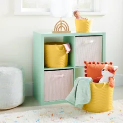 Quilted Fabric Medium Round Storage Basket - Yellow - Cloud Island™