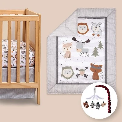 The Peanutshell Woodland Walk Crib Bedding Set, 4pc To 8pc, Grey Animal 8 The Peanutshell Woodland Walk Crib Bedding Set, 4pc To 8pc, Grey Animal - Image 8