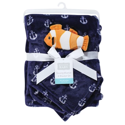 Hudson Baby Infant Boy Plush Blanket With Security Blanket, Clownfish, One Size 1 Hudson Baby Infant Boy Plush Blanket With Security Blanket, Clownfish, One Size
