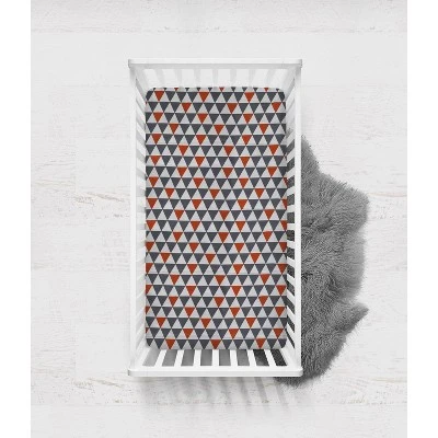 Bacati - Triangles Orange Gray 100 Percent Cotton Universal Baby US Standard Crib Or Toddler Bed Fitted Sheet 4 Bacati - Triangles Orange Gray 100 Percent Cotton Universal Baby US Standard Crib Or Toddler Bed Fitted Sheet - Image 4