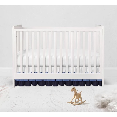 Bacati - 3 Layer Ruffled Crib/Toddler Bed Skirt - White/Blue/Navy 3 Bacati - 3 Layer Ruffled Crib/Toddler Bed Skirt - White/Blue/Navy - Image 3