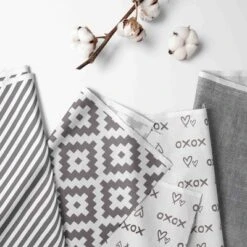 Baby Products Store 7 Bacati - Love Gray/Silver 4 Pc Crib Bedding Set With Diaper Caddy