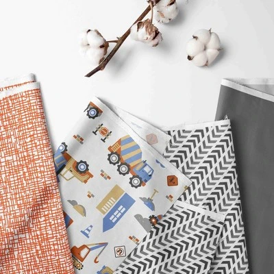 Bacati - Construction Yellow Orange Blue Gray 10 Pc Crib Bedding Set With Long Rail Guard Cover 1 Bacati - Construction Yellow Orange Blue Gray 10 Pc Crib Bedding Set With Long Rail Guard Cover