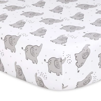 The Peanutshell Not So Basic Elephant 4-Pack Crib Fitted Sheet Set In Grey/White 2 The Peanutshell Not So Basic Elephant 4-Pack Crib Fitted Sheet Set In Grey/White - Image 2