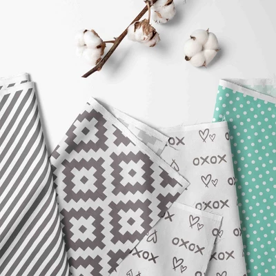 Bacati - Love Gray Mint 10 Pc Crib Bedding Set With 2 Crib Fitted Sheets 1 Bacati - Love Gray Mint 10 Pc Crib Bedding Set With 2 Crib Fitted Sheets