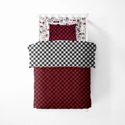 Bacati - Lumberjack Red Black 5 Pc Toddler Bedding Set 2 Bacati - Lumberjack Red Black 5 Pc Toddler Bedding Set - Image 2