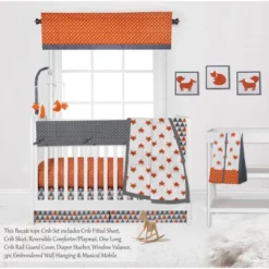 Bacati - Playful Fox Orange Gray 10 Pc Crib Bedding Set With Long Rail Guard Cover 12 Bacati - Playful Fox Orange Gray 10 Pc Crib Bedding Set With Long Rail Guard Cover -Baby Products Store GUEST 8255e396 ae8f 4609 8042 2e20e83b01da