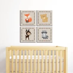 Big Dot Of Happiness Woodland Creatures - Kids Room, Nursery Decor And Home Decor - 11 X 11 Inches Nursery Wall Art - Set Of 4 Prints For Baby's Room
